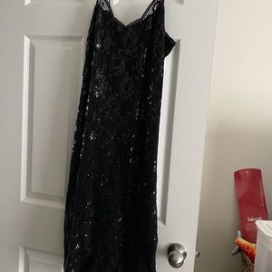 Sequin Black Midi Dress